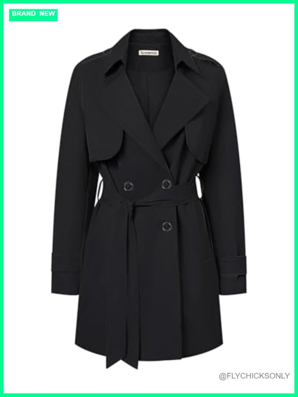 Women's Trench Coat Mid Length Double Breasted Belted Water Resistant Fall